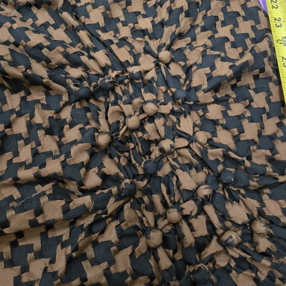 Vintage Brown & Black Houndstooth Scarf with Ruched Bubble‎ Texture & Fabric...